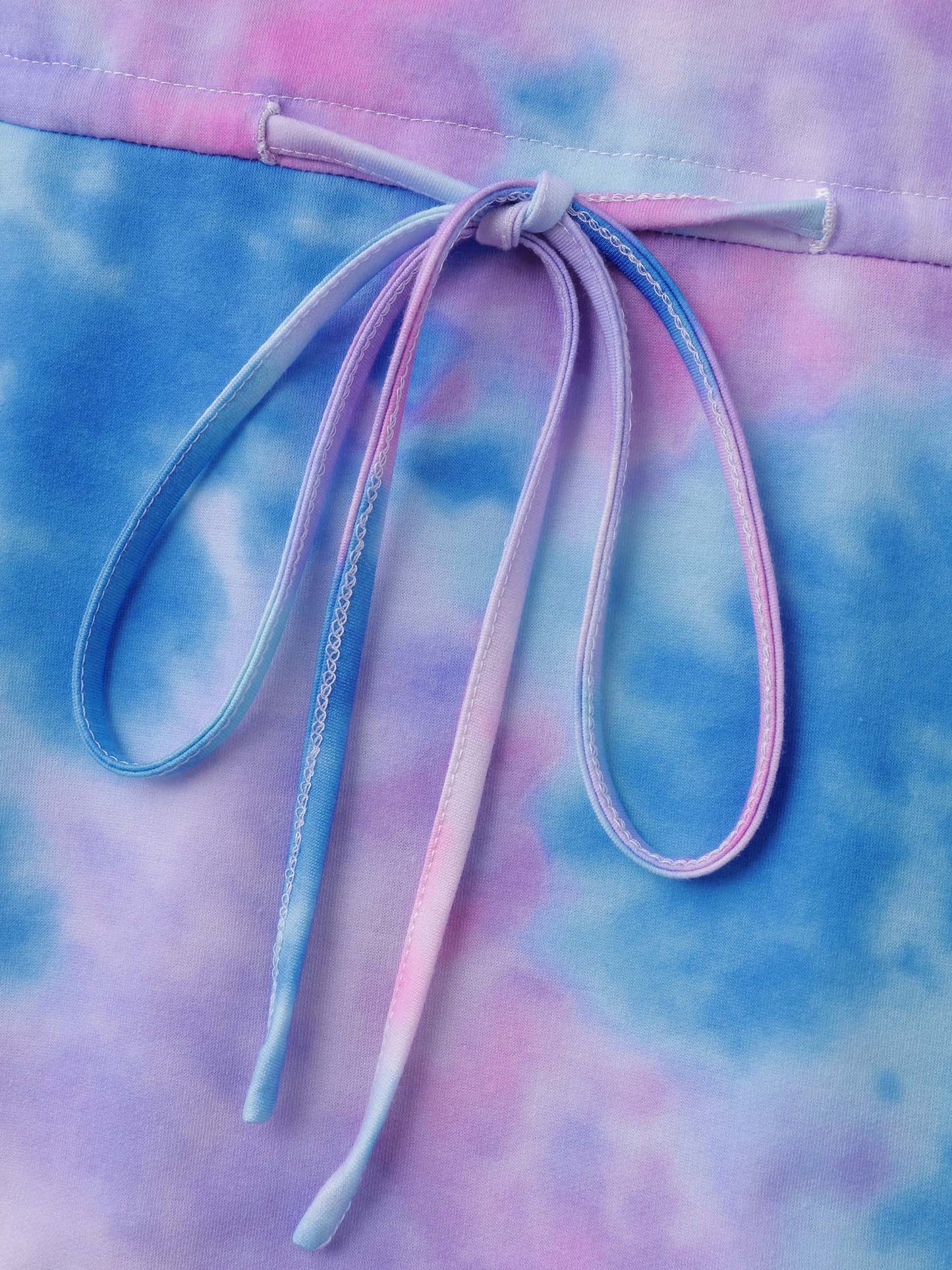 Tie-Dye Print Drawstring Waist Midi Dress
