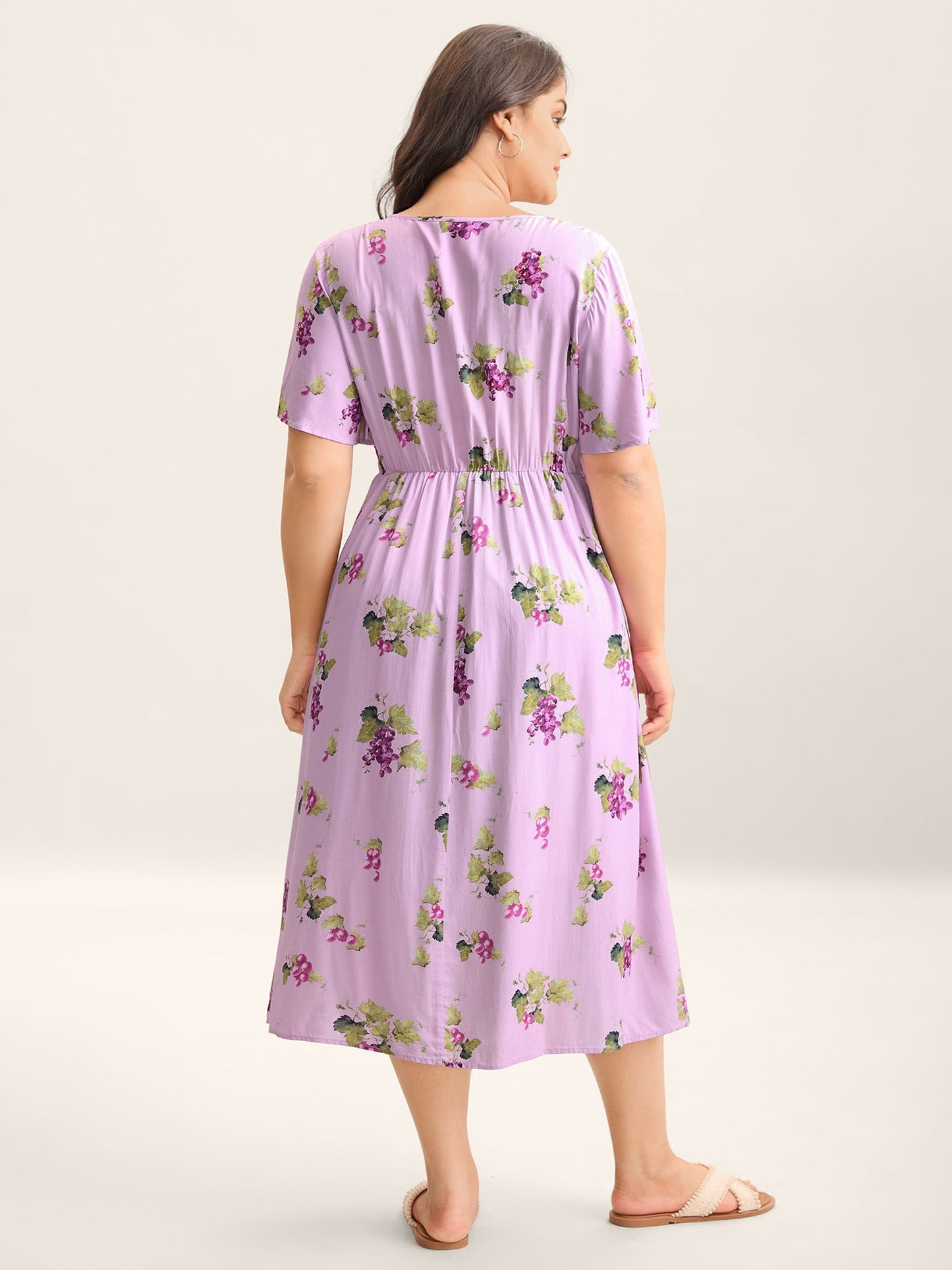 Fruity Floral Print Toothpick Pleat Maxi Dress