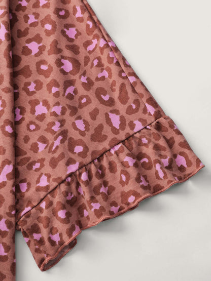 Blushing Leopard Print Cross-Strap Back T-Shirt