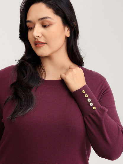 Lantern Sleeve Button Detail Pullover