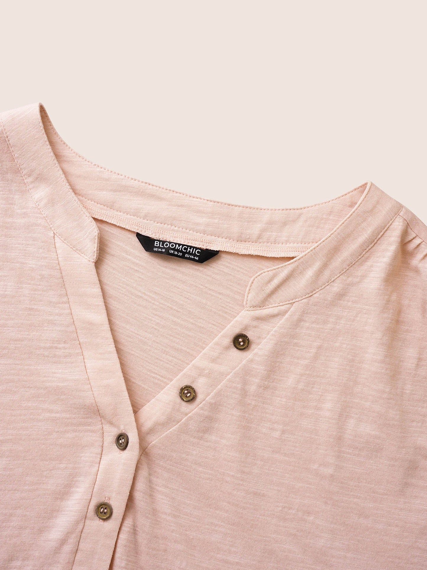 Cotton Solid Notched Dolman Sleeve T-shirt
