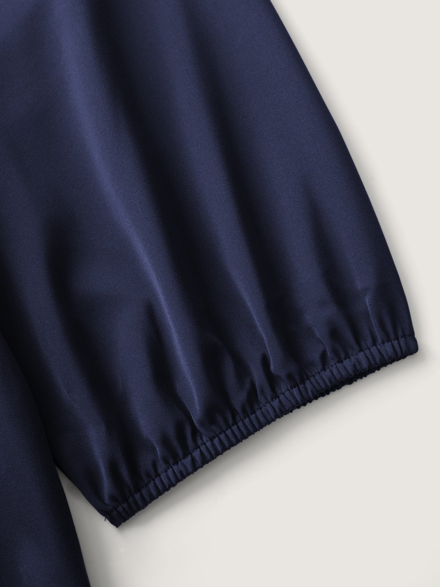 Neck-Tie Lantern Sleeve Shirred Midi Dress