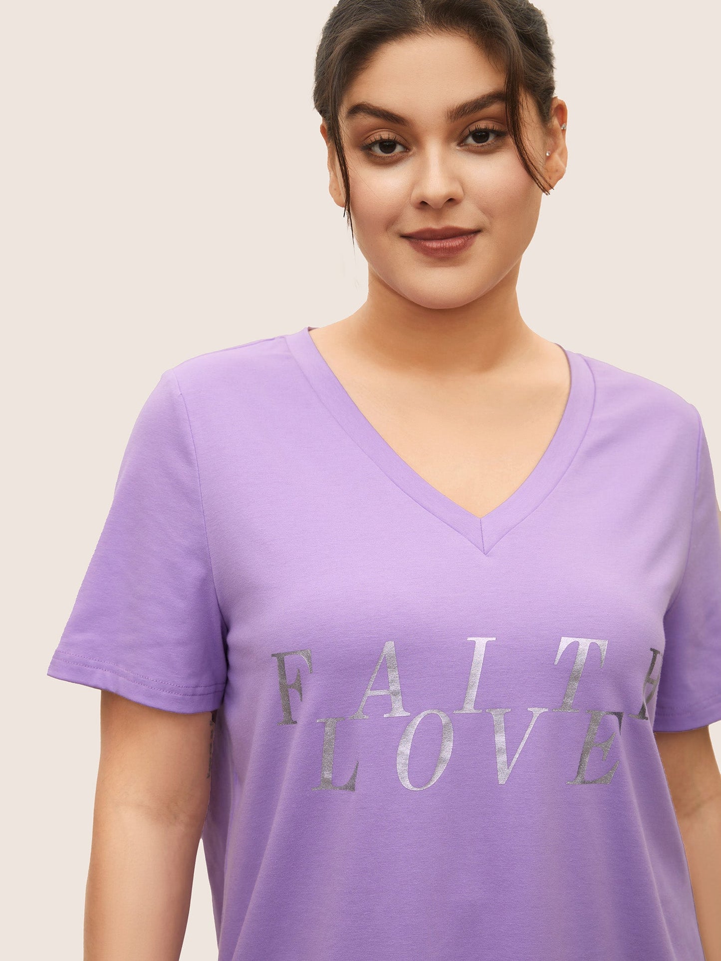 Letter Print Glitter Crew Neck Sleep Top