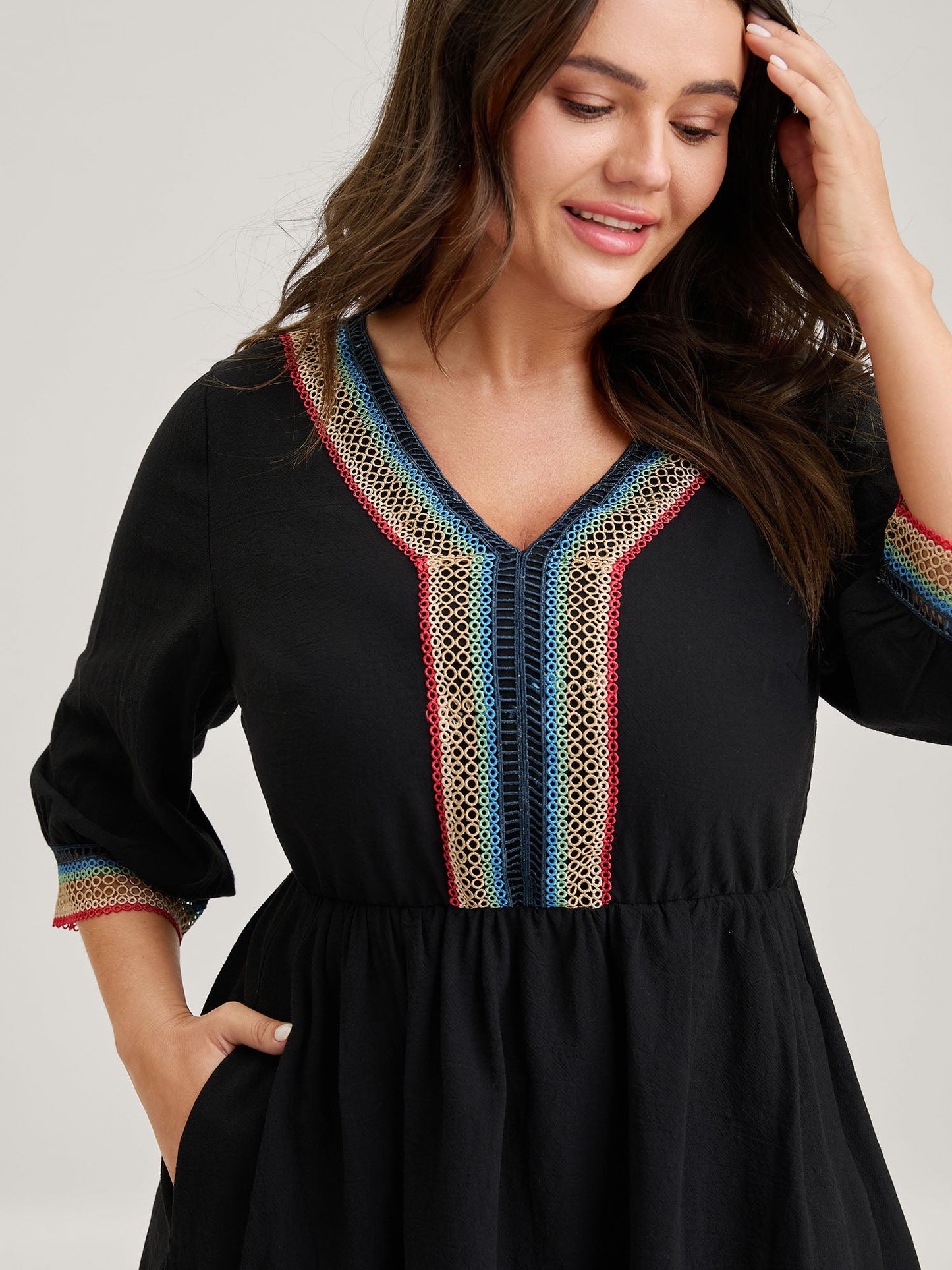 Pure Cotton Colorful Lace Midi Dress