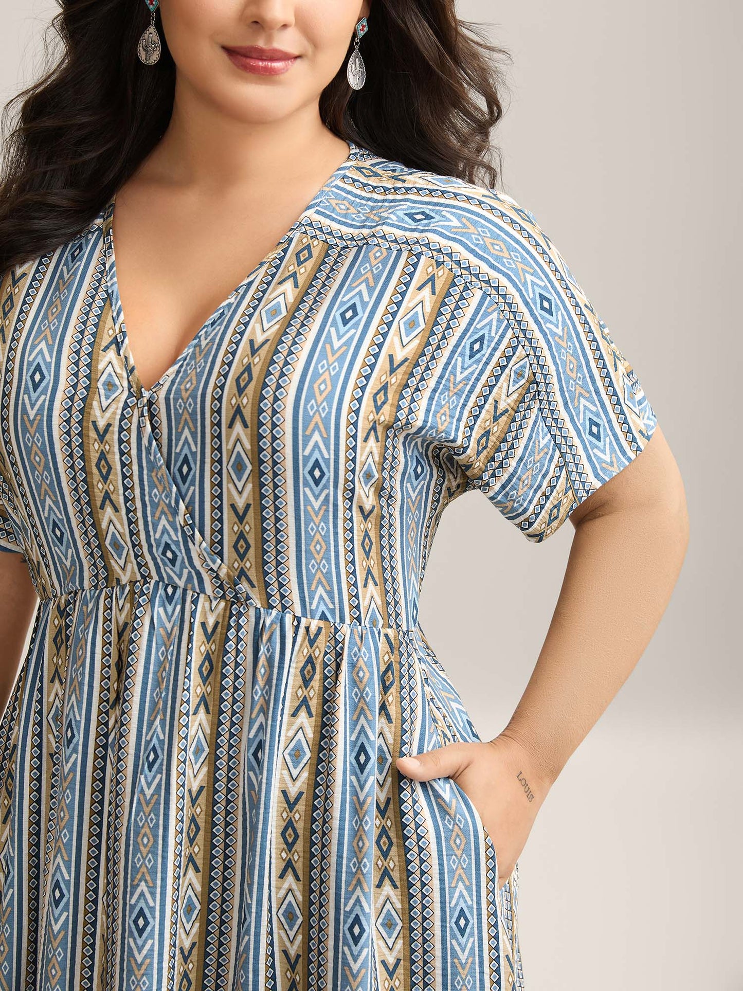 Boho Stripes Rayon Pockets Maxi Dress