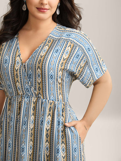 Boho Stripes Rayon Pockets Maxi Dress