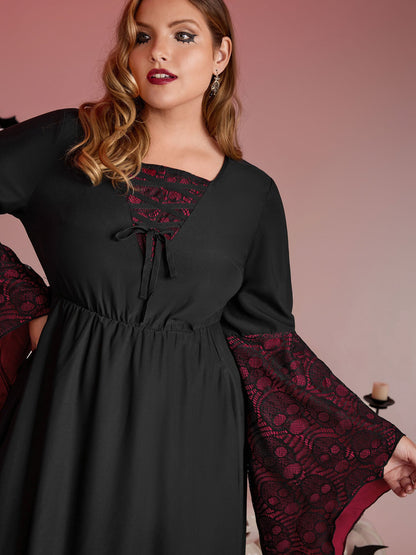 Wicked Witch Color Contrast Midi Dress
