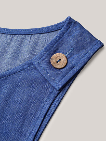 Adjustable Straps Fake-Denim Jumpsuit