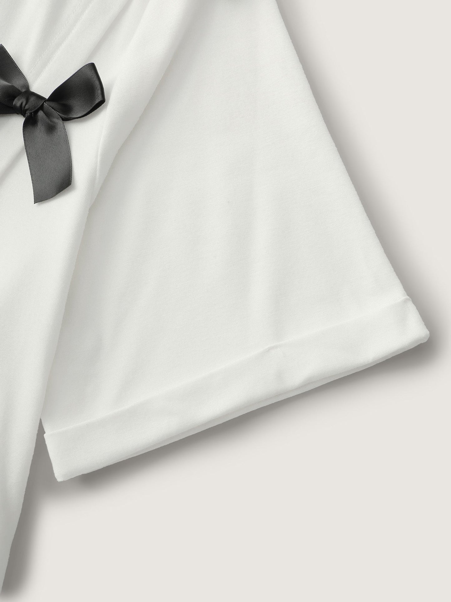 Bowknot Slit Round Neck T-Shirt