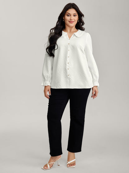 Textured Doll-Collar Button Detail Blouse