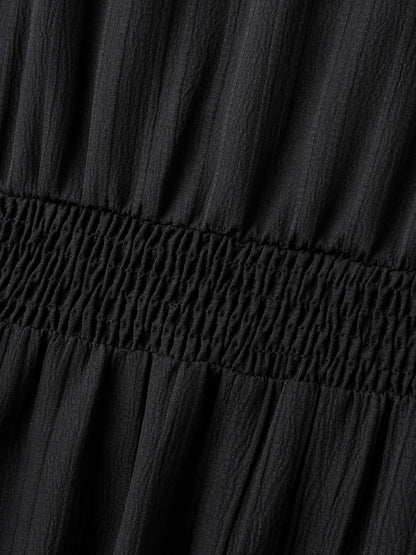 Floral Embroidered Waist Lace Trim Midi Dress