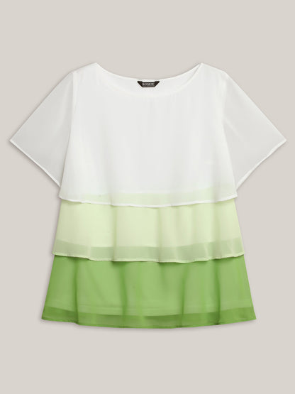 Color Fusion Layered Sheer Blouse
