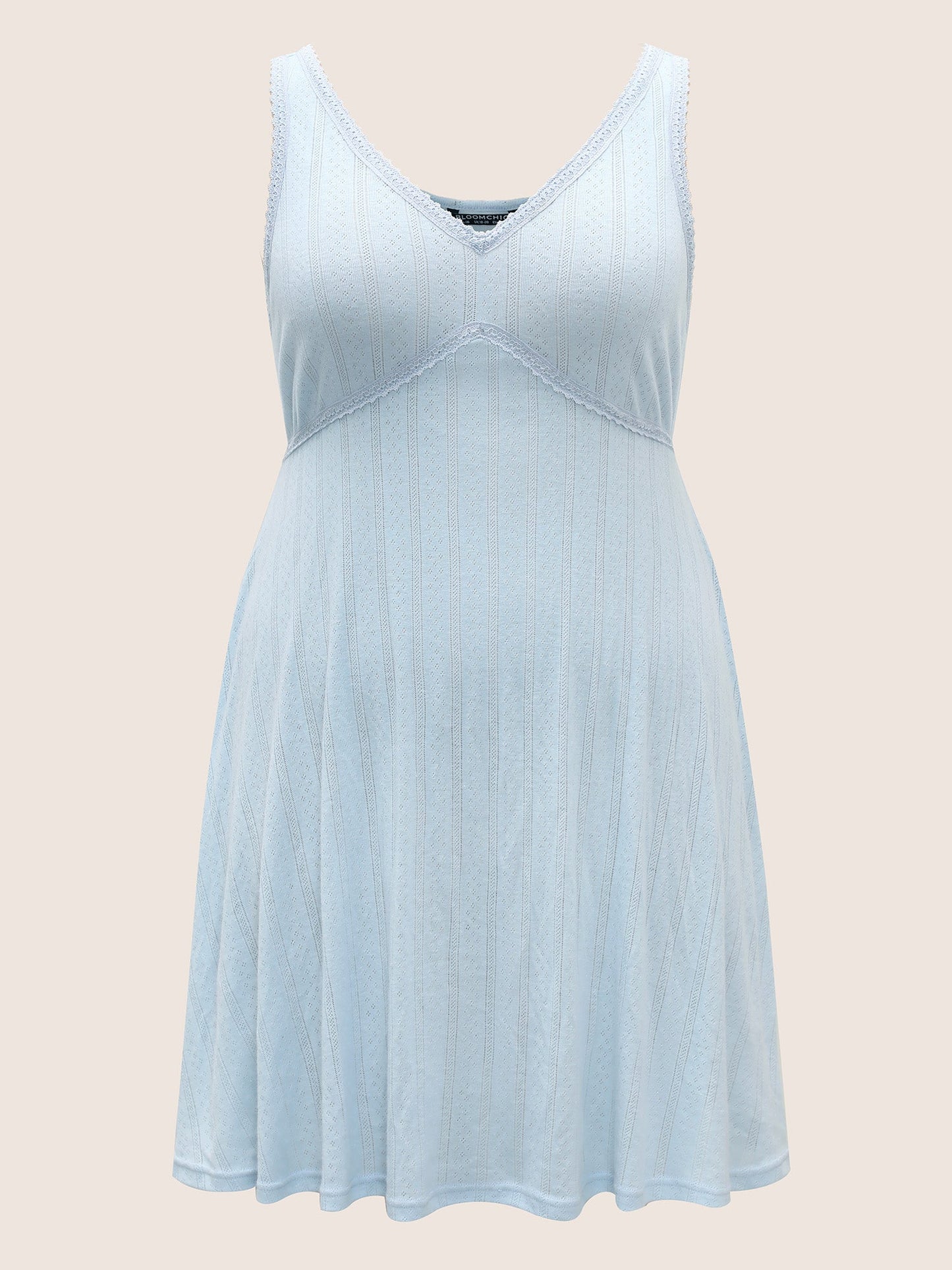 Texture V Neck Lace Panel Sleep Dress