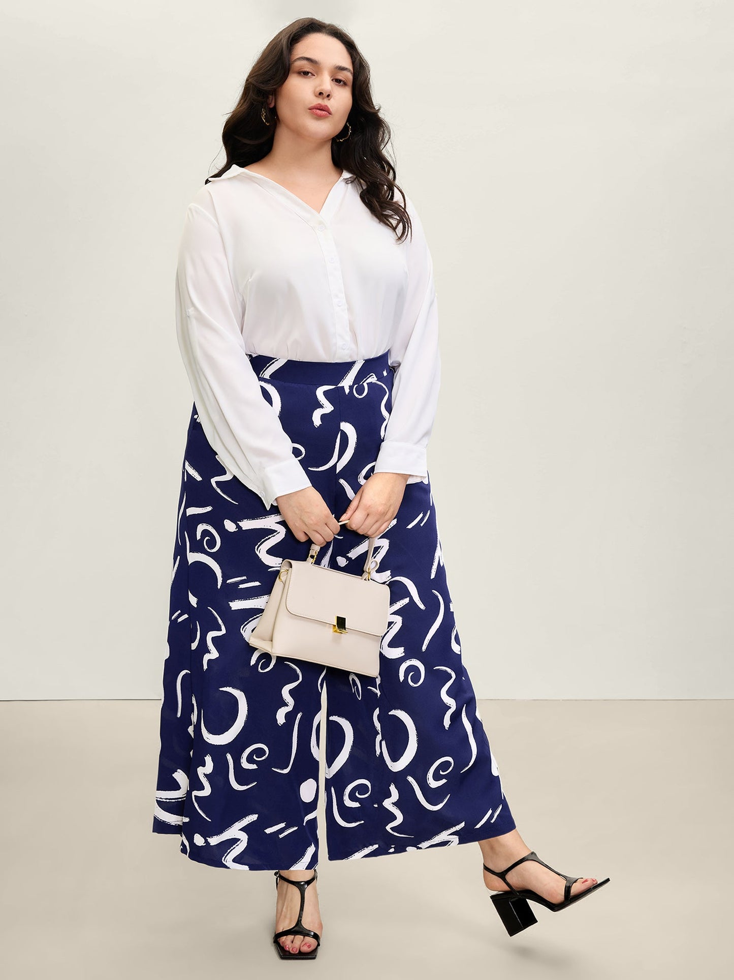 Geometric Print Wide-Leg Pants
