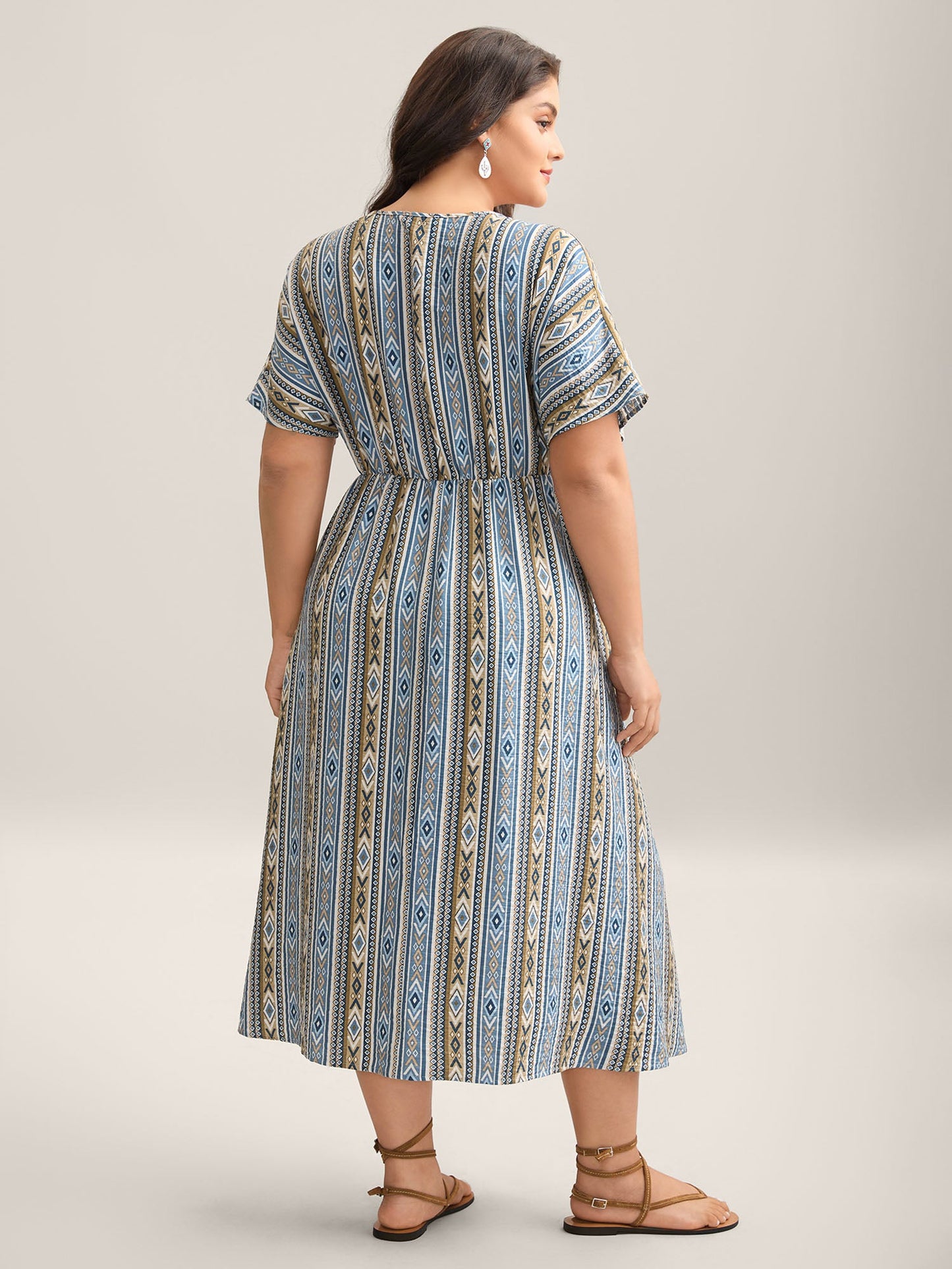 Boho Stripes Rayon Pockets Maxi Dress