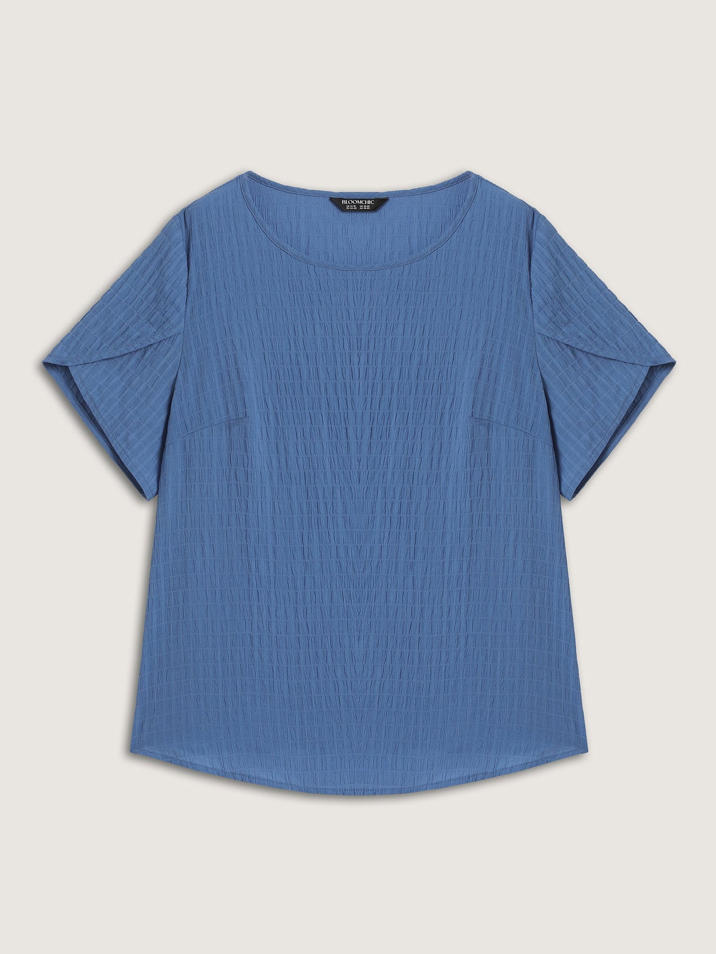 Textured Petal Sleeve Solid Blouse
