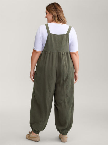 Pure Cotton Shirred Textured Jumpsuit