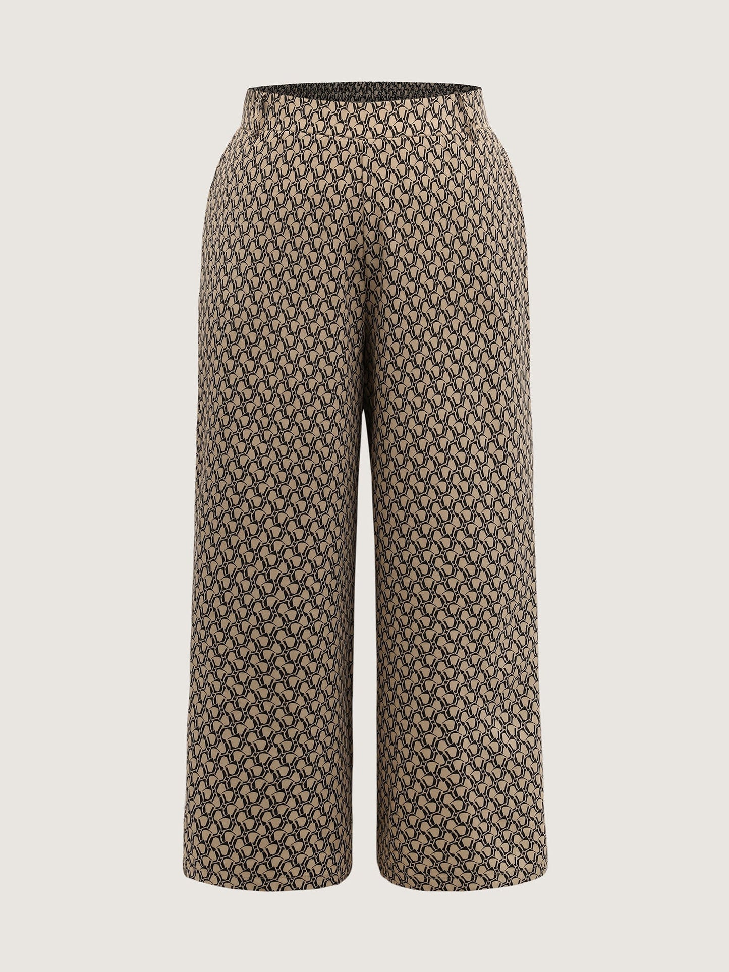 Geometric Print Stretchy Waist Wide-Leg Pants