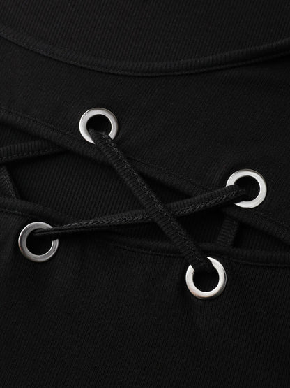 Supersoft Cross-Tie Cut-Out Fitted T-Shirt