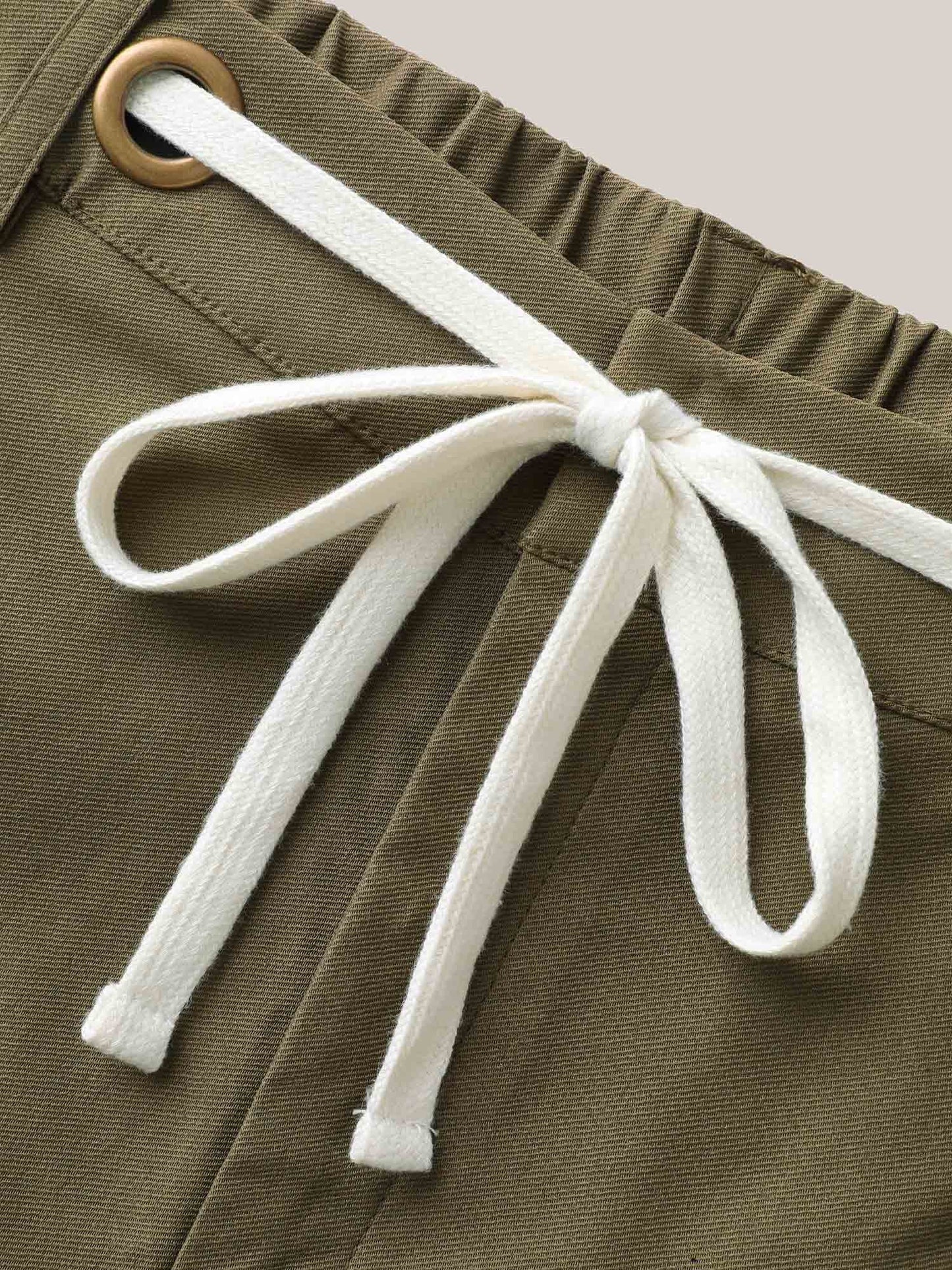 Drawstring Waist Straight-Leg Pants