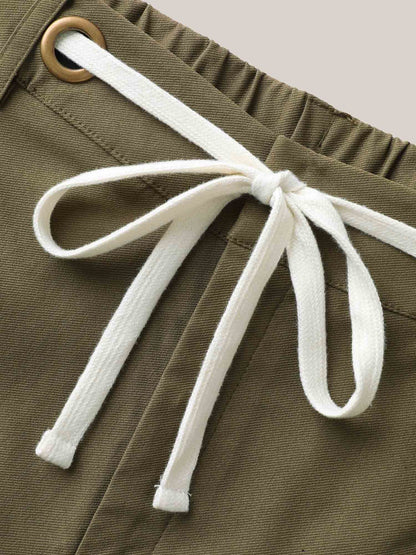 Drawstring Waist Straight-Leg Pants