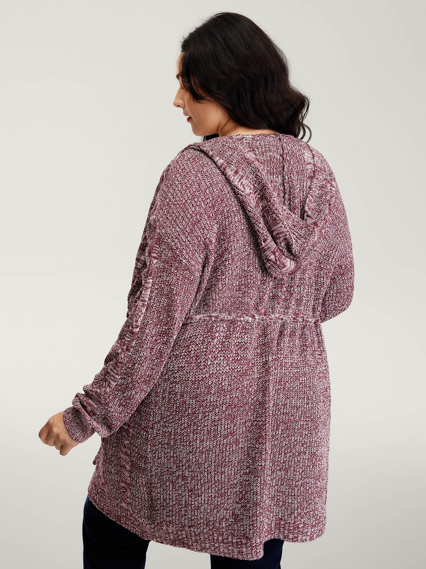 Cable Stitch Heather Hooded Knit Cardigan