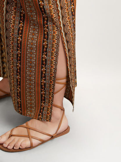 Boho Stripes Belted Straight Leg Jumpsuit