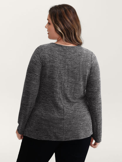 Heather Metal Detail Ruched T-Shirt