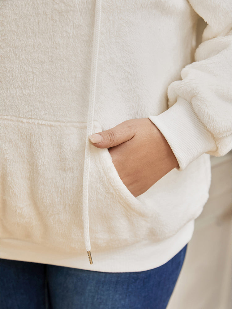 Elk & Snowflake Print Pocket Drawstring Hooded Sweatshirt
