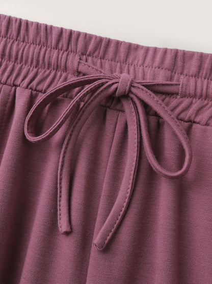 Applique Embroidery Drawstring Wide-Leg Pants