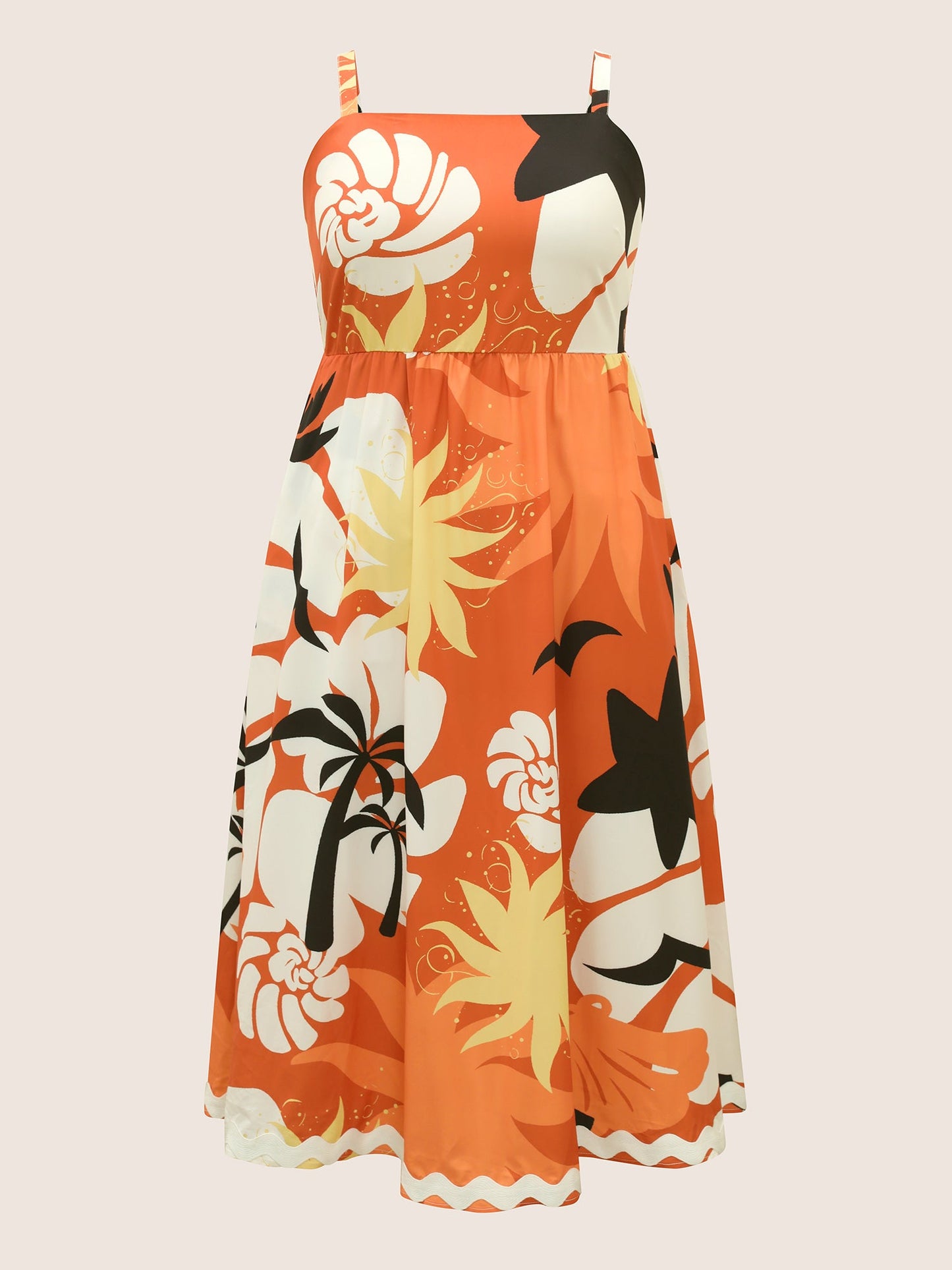 Tropical Print Square Neck Maxi Dress