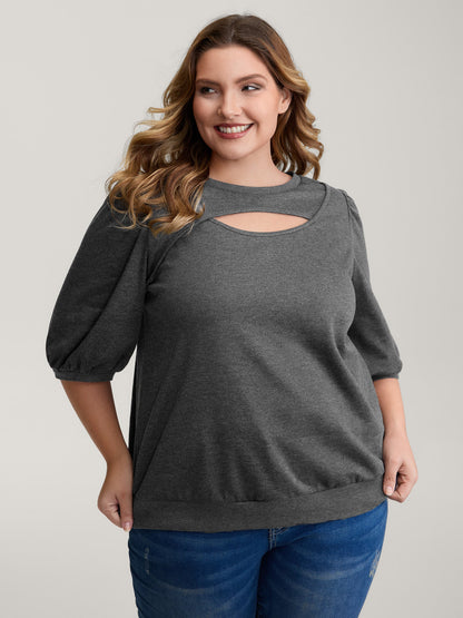 Heather Neckline Cut-Out Sweatshirt