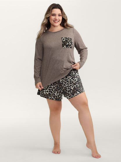 Leopard Print Contrast Lounge Set