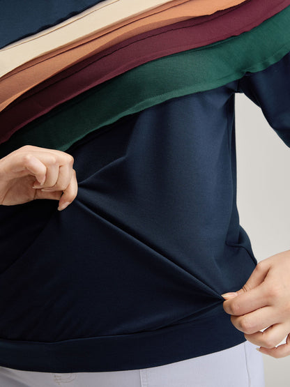 Rainbow Stripe Pleated Texture Sweatshirt