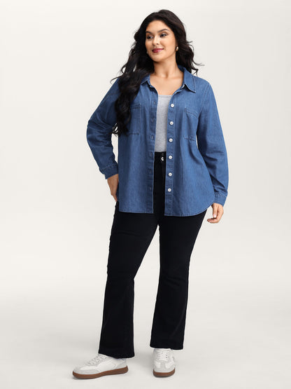 Arc Hem Pockets Denim Top