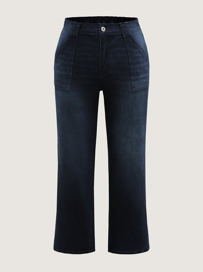 Supersoft Front Pockets Straight-Leg Mid-Rise Jeans