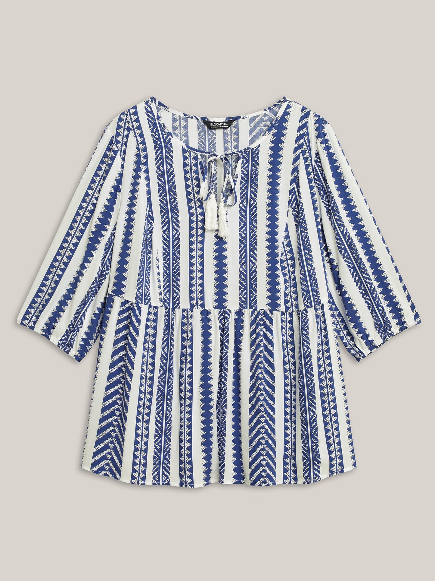 Nautical Stripes Rayon Tassels Blouse