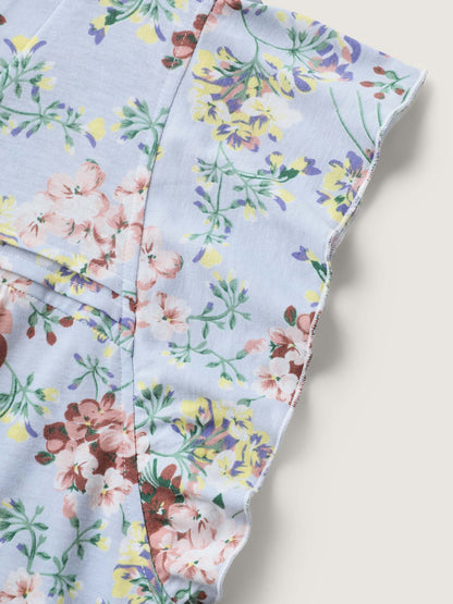 Floral Pleated Button Detail Blouse