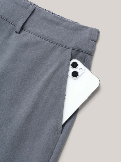 Heathered Stretchy Waist Wide-Leg Pants