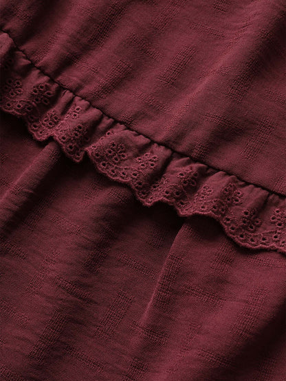 Solid Broderie Anglaise Lace Patchwork Ties Cami Top