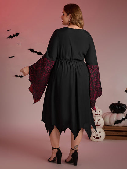 Wicked Witch Color Contrast Midi Dress