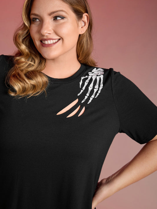 Haunted Skeleton Hand Embroidery T-Shirt