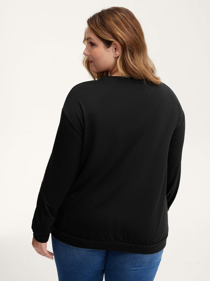 Butterfly Sequin Embroidery Relaxed-Fit Sweatshirt