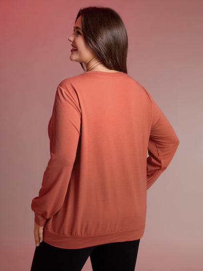 Supersoft Pumpkin Spice Sequin Embroidery Sweatshirt