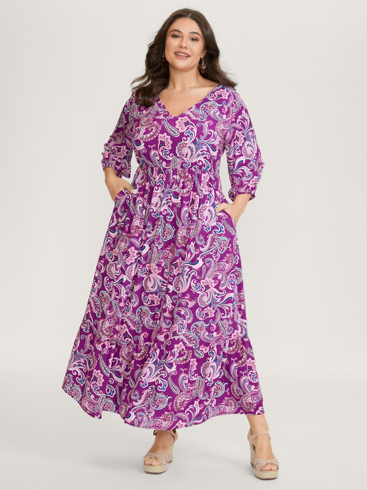 Paisley Rayon Back Cut-Out Maxi Dress