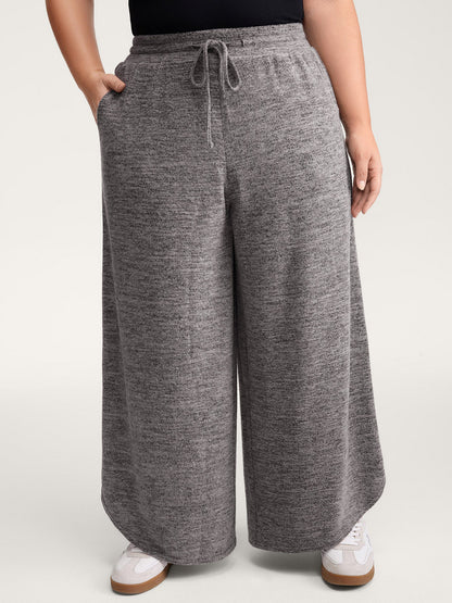 Stretchy Waistband Color-Mix Knit Pants