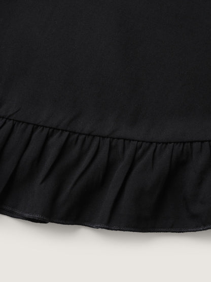 Colorful Shirred Waistband Ruffled Hem Pants