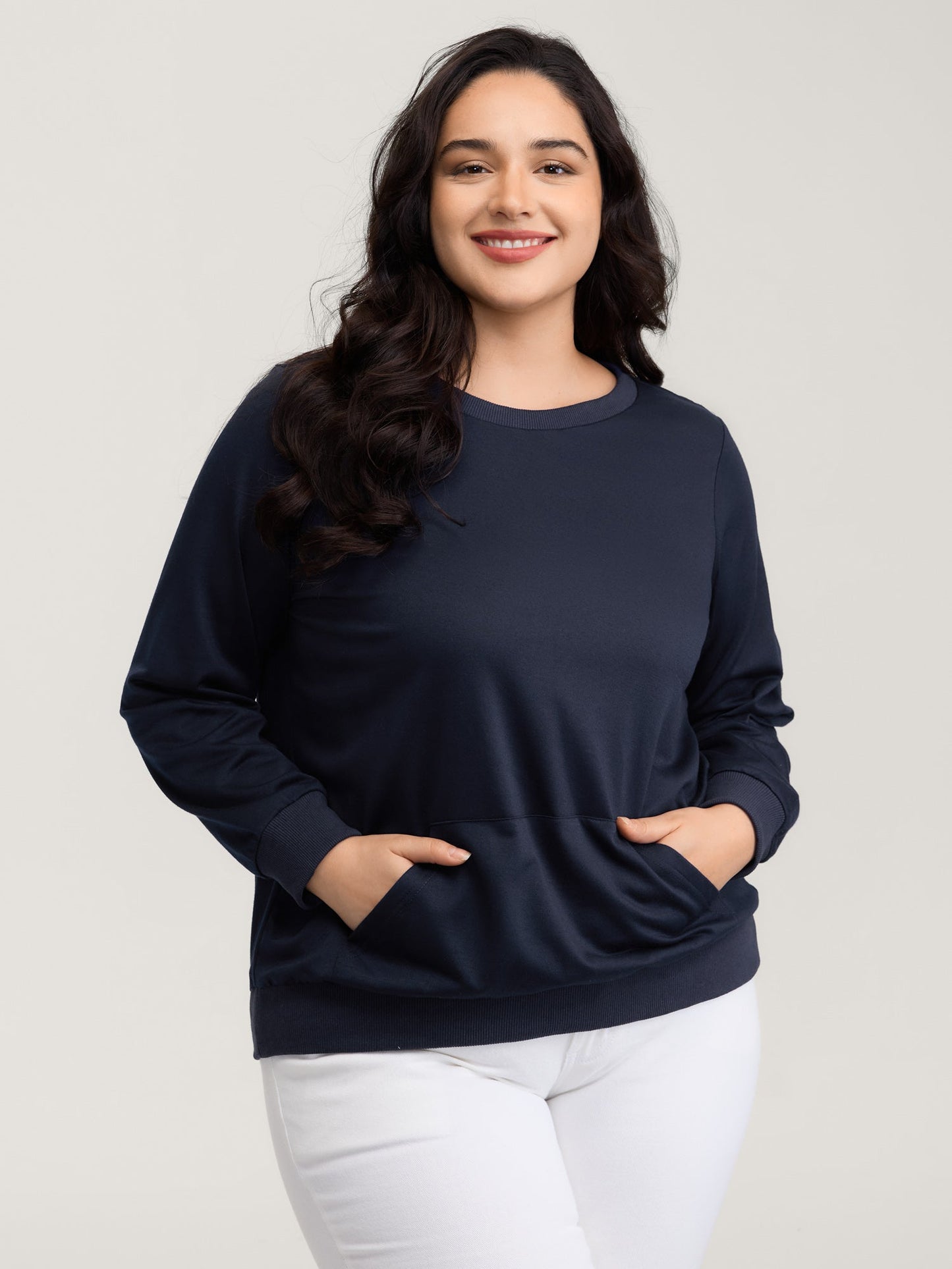 Floral Cut-Work Embroidery Solid Sweatshirt