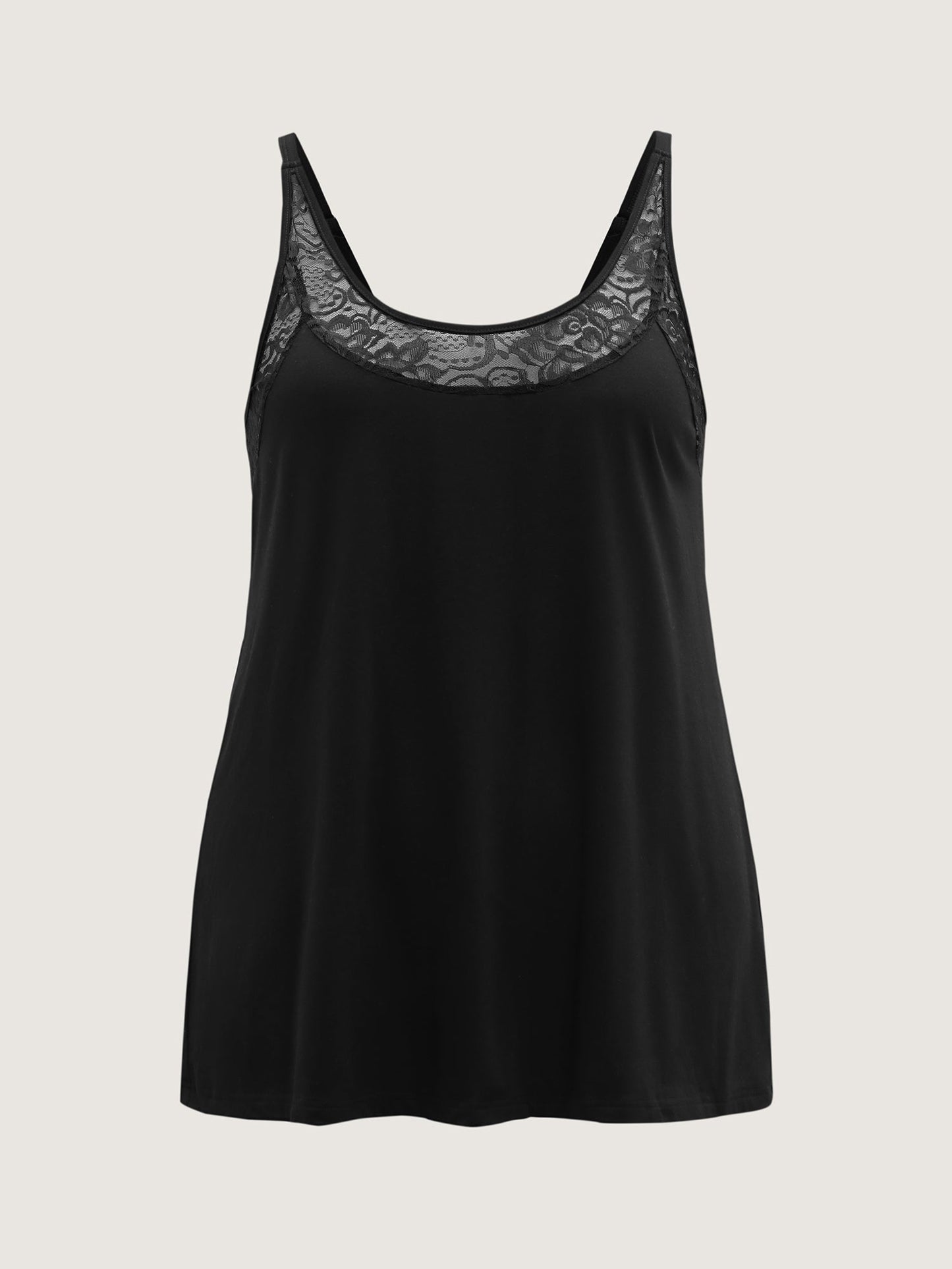 Lace Spliced Scoop Neck Loungewear Set