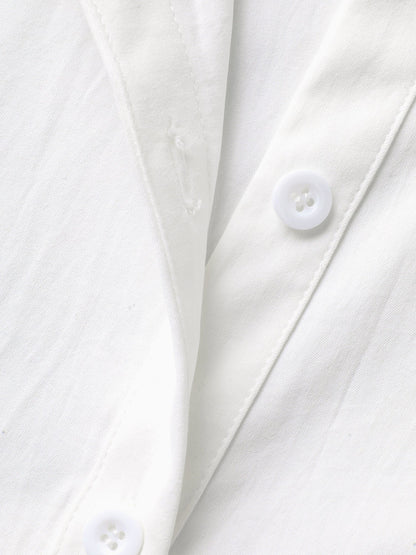 Adjustable Waist Button Placket Solid Blouse